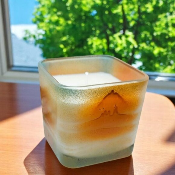 Southwestern Colors Tangerine and Turquoise Glass Candle Jasmine Scent - New - Picture 1 of 4